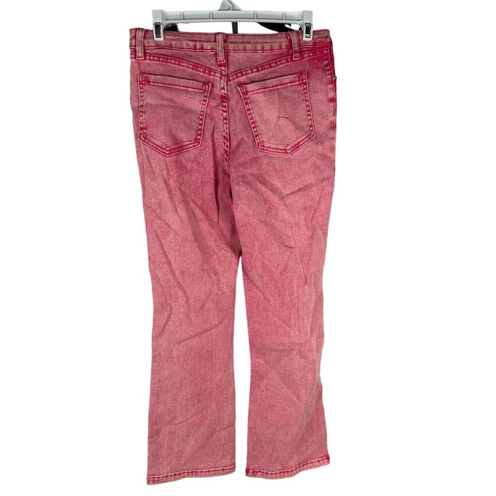 Blue b Collection Pink Denim Jeans Rhinestone Accents Distressed Knees & Flared - Picture 2 of 6